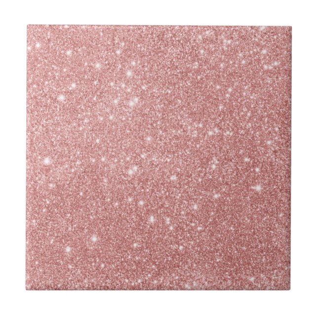 Azulejo De Cerâmica Elegante Rosa de Lúpulo Glitter Faux Glitter (Frente)
