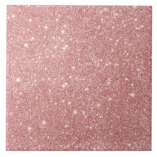 Azulejo De Cerâmica Elegante Rosa de Lúpulo Glitter Faux Glitter (Frente)