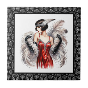 Azulejo De Cerâmica Elegante senhora Art Déco