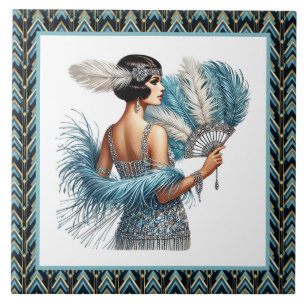 Azulejo De Cerâmica Elegante senhora Art Déco