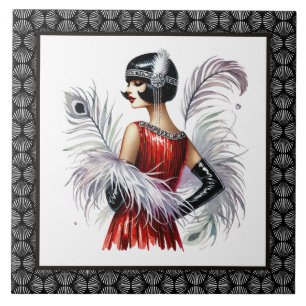 Azulejo De Cerâmica Elegante senhora Art Déco