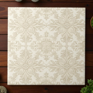 Azulejo De Cerâmica Elegante Simples Damasco Bege Macio