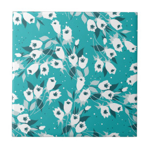 Azulejo De Cerâmica Elegante Tulip Flower Pattern Botanical Art Design