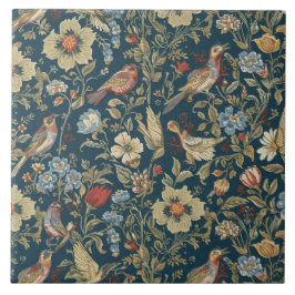 Azulejo De Cerâmica Elegante Vintage Nouveau Floral Aves