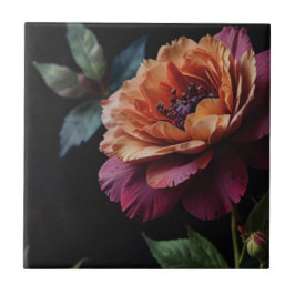 Azulejo De Cerâmica Elegante vintage peachy red floral boho