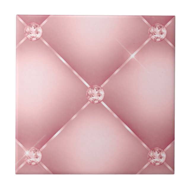 Azulejo De Cerâmica Elegante Vintage Pink Diamond Tuft (Frente)