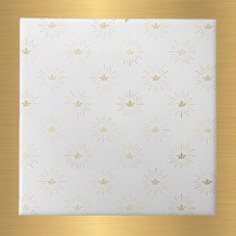 Azulejo De Cerâmica Elegante White Dourada Crown Starburst