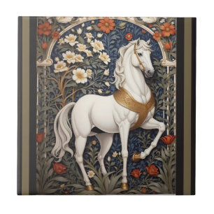 Azulejo De Cerâmica Elegante William Morris Inspirou Cavalo Branco