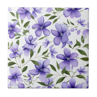 Azulejo De Cerâmica Elegante wisteria aguarela roxa azul floral 