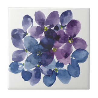 Azulejo De Cerâmica Elegante wisteria aguarela roxa floral azul 