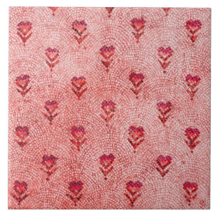 Azulejo De Cerâmica ELEGANTES FLORES DE MOSAICO BIZANTINO SIMPLES Rosa