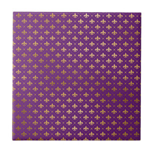 Azulejo De Cerâmica Elegantes Quadrados Dourados de Fleur De Lis do Ca