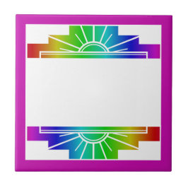 Azulejo De Cerâmica Elemento solar de arte deco no arco-íris