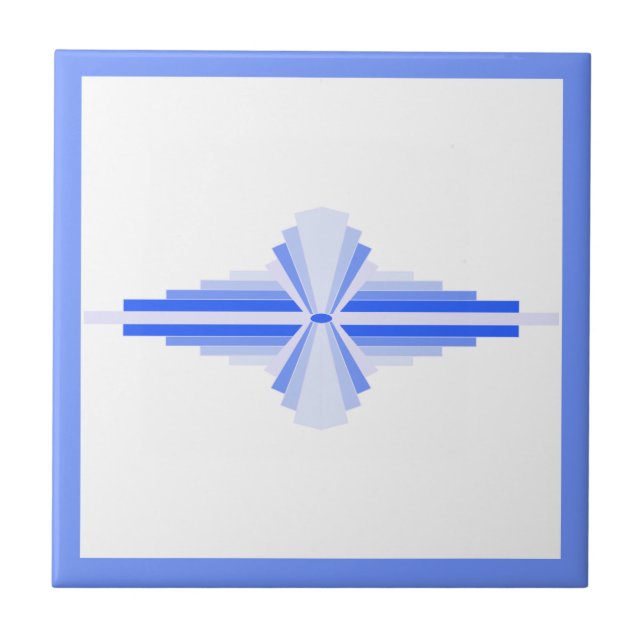 Azulejo De Cerâmica Elementos da arte em azul rico (Frente)