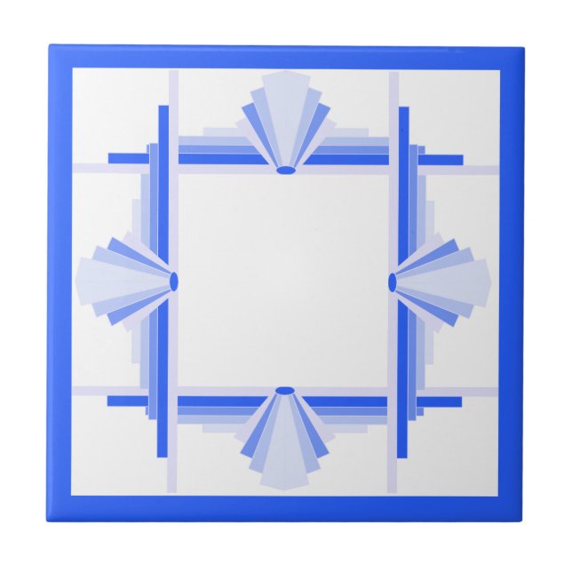 Azulejo De Cerâmica Elementos da arte em azul rico (Frente)