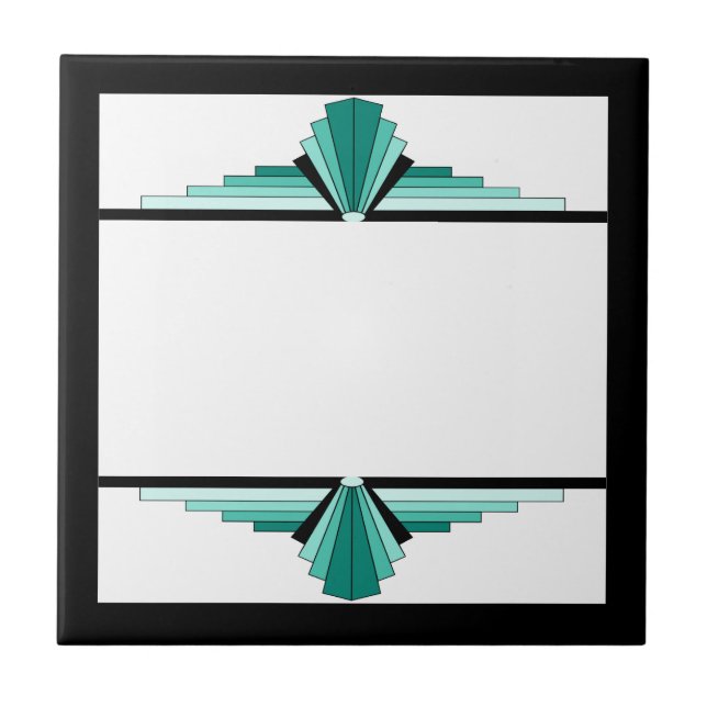Azulejo De Cerâmica Elementos da arte em verde e preto (Frente)