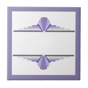 Azulejo De Cerâmica Elementos de arte deco em limão e roxo