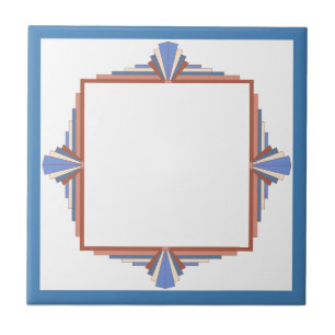 Azulejo De Cerâmica Elementos de arte deco em ouro rosa e azul