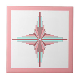 Azulejo De Cerâmica Elementos de arte deco em rosa escuro e azul