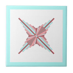 Azulejo De Cerâmica Elementos de arte deco em rosa escuro e azul