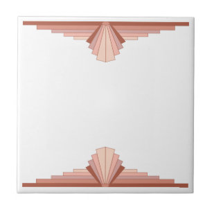 Azulejo De Cerâmica Elementos de arte deco numa paleta dourada rosa