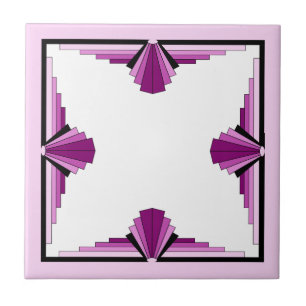 Azulejo De Cerâmica Elementos de deco da arte em framboesa e rosa