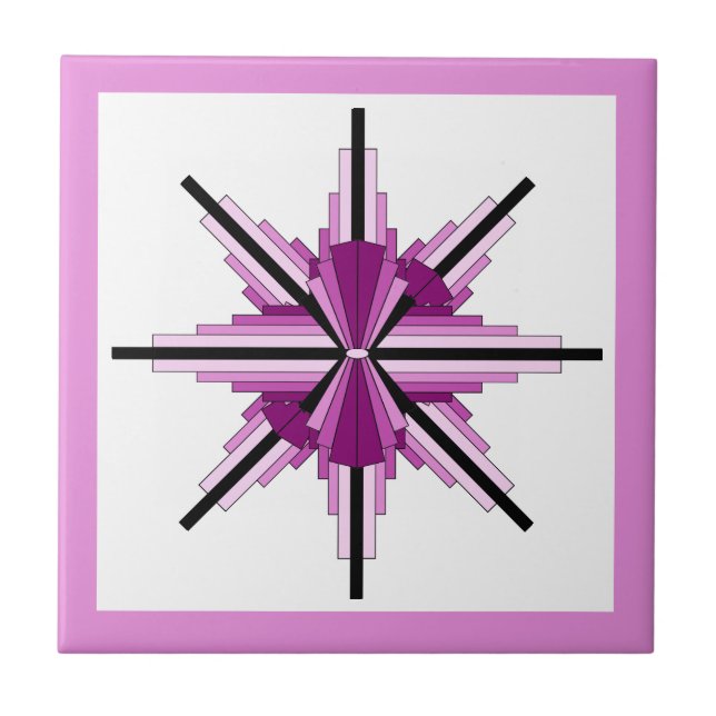 Azulejo De Cerâmica Elementos de deco da arte em framboesa e rosa (Frente)