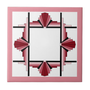 Azulejo De Cerâmica Elementos de deco da arte em framboesa e rosa