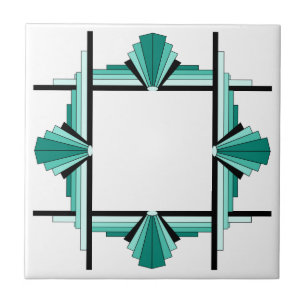 Azulejo De Cerâmica Elementos de deco da arte em verde e preto
