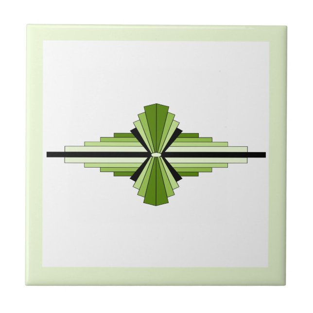 Azulejo De Cerâmica Elementos de deco da arte em verdes mosquitos (Frente)