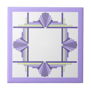 Azulejo De Cerâmica Elementos de deco de arte em limão e roxo