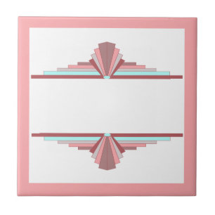 Azulejo De Cerâmica Elementos de deco de arte em rosa escuro e azul