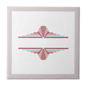 Azulejo De Cerâmica Elementos de deco de arte em rosa escuro e azul