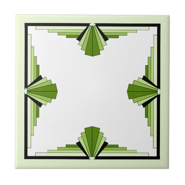 Azulejo De Cerâmica Elementos de deco de arte em verdes-mossios (Frente)