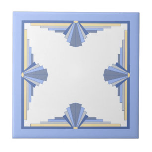 Azulejo De Cerâmica Elementos de decoração de arte em azul-creme