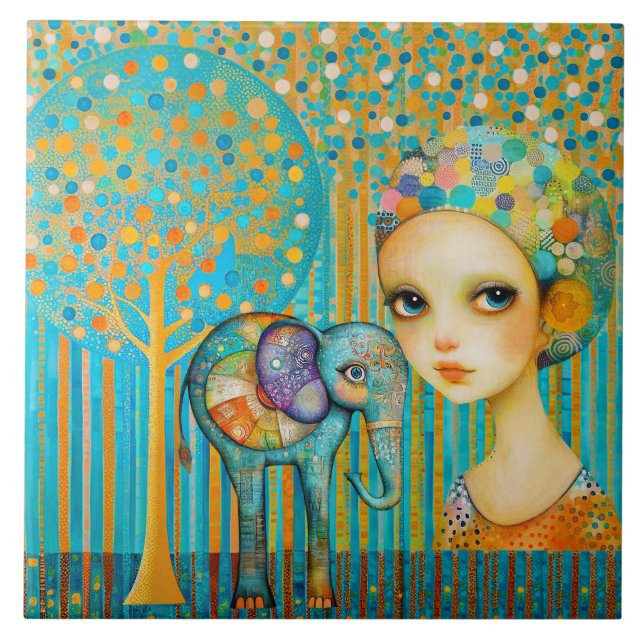 Azulejo De Cerâmica Elephant Charm (Frente)