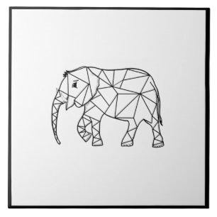 Azulejo De Cerâmica Elephant Geométrico Black and White