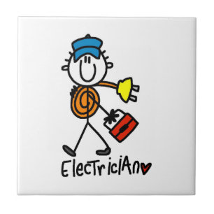 Azulejo De Cerâmica Eletricista Boneco Palito