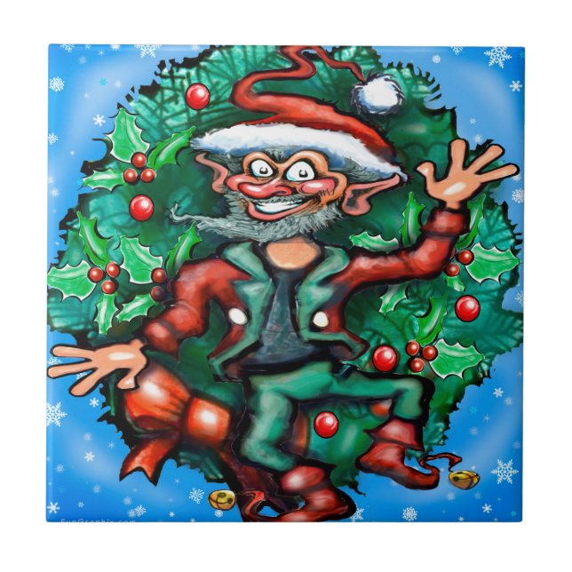 Azulejo De Cerâmica Elf Wreath (Frente)