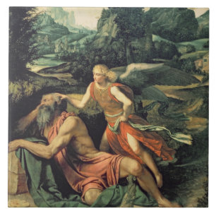 Azulejo De Cerâmica Elijah visitou por um anjo, c.1534