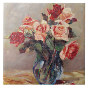 Azulejo De Cerâmica Elizabeth J. Grafin von Attems Stilllife com Ros