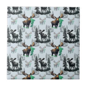 Azulejo De Cerâmica Elk Moose Antlers Deer Pattern Design