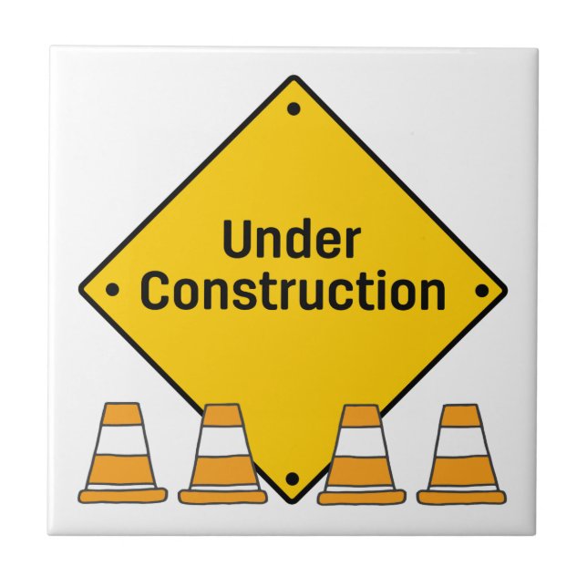 Azulejo De Cerâmica Em Construção com Cones (Frente)