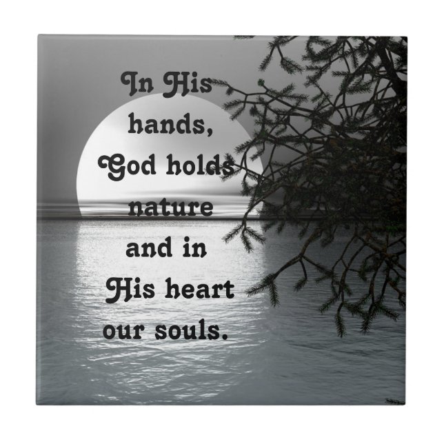 Azulejo De Cerâmica Em suas mãos que refletem a lua (Frente)