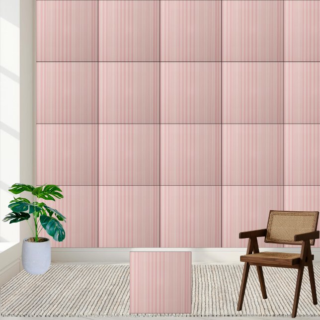 Azulejo de cerâmica em tiras rosa (Pink Striped Ceramic Tile)