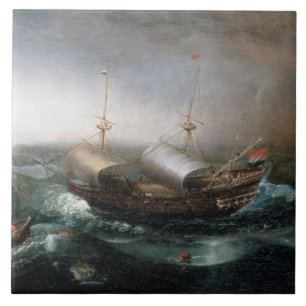 Azulejo De Cerâmica Embarcações mercantes holandesas e um Smalschip
