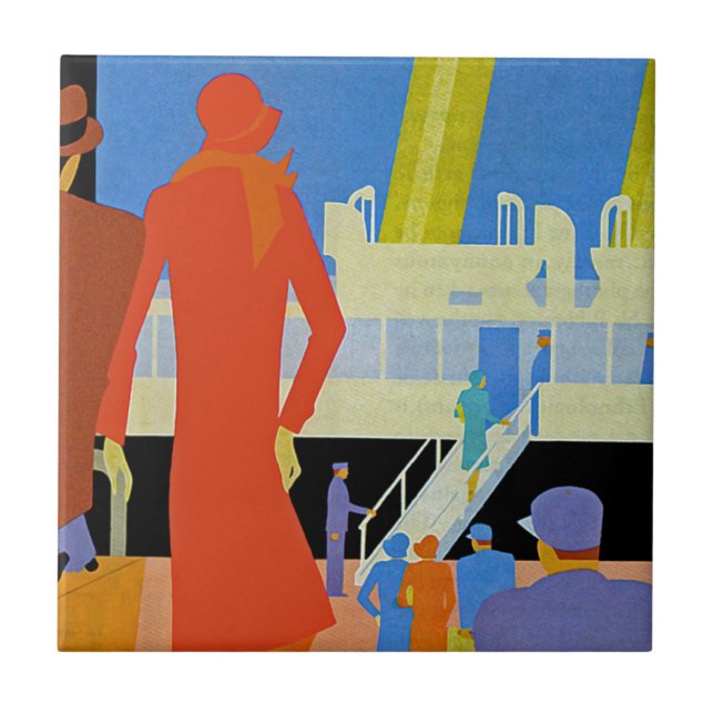 Azulejo De Cerâmica Embarque do art deco (Frente)