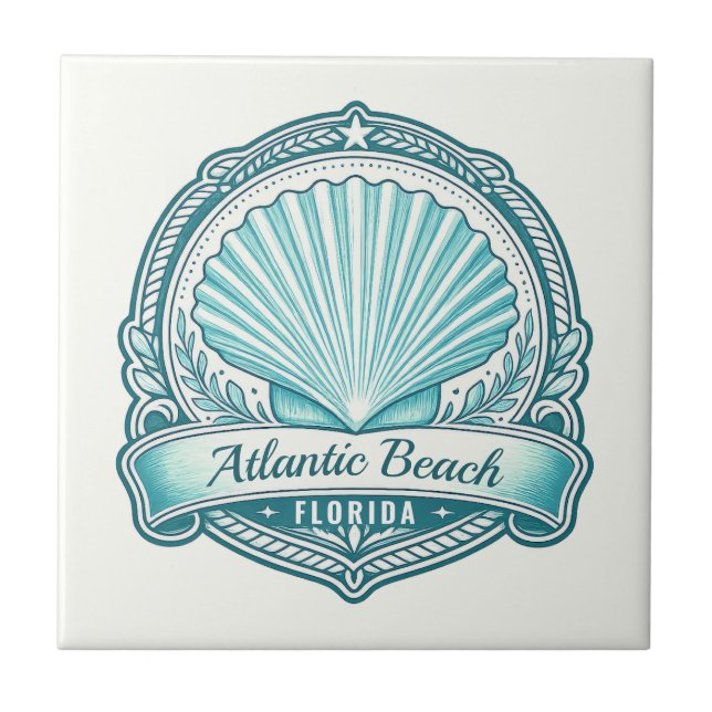 Azulejo De Cerâmica Emblema Costeiro de Atlantic Beach FL (Frente)