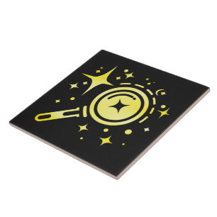 Azulejo De Cerâmica Emblema de IA Estrelas cintilantes, farol da era d
