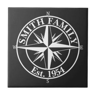 Azulejo De Cerâmica Emblema personalizável do monograma de estrela de